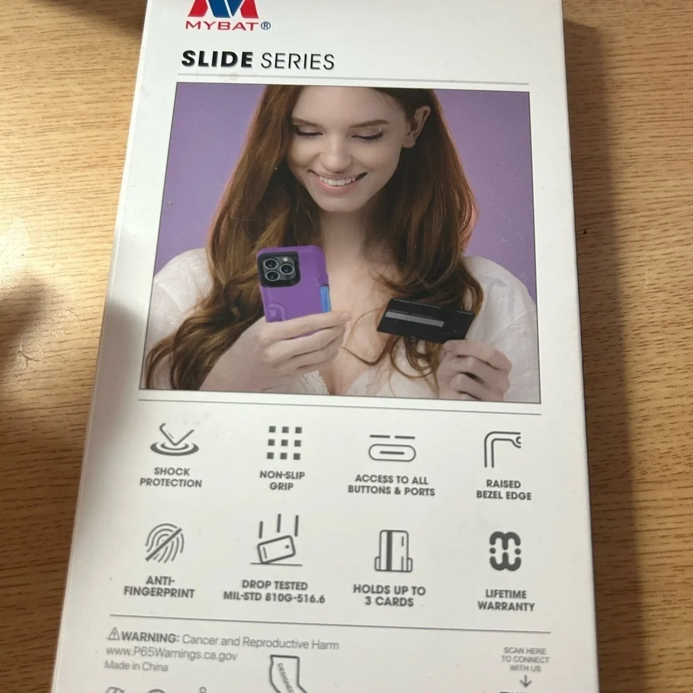 Purple iPhone Case with Flip Cover and Camera Cutout